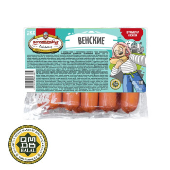 Сосиски Венские Первомайские Деликатесы, вареные, газ, 0,36кг, шт